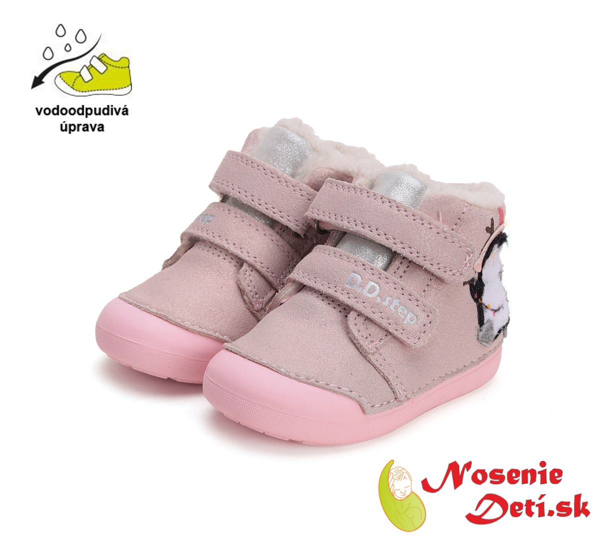 Dívčí zimní boty alternativa barefoot DD Step Pink Tučňák W066-42268A