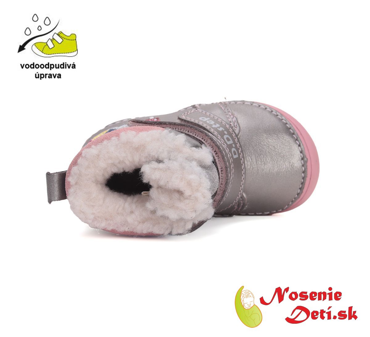 Dívčí zimní kožené boty D.D.Step Silver Bronze Včelička W071-42233A