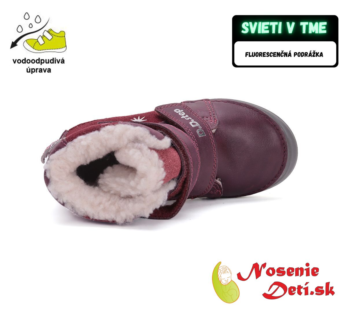 Dievčenské zimné kožené členkové topánky D.D. Step Raspberry Kométa 078-42604A
