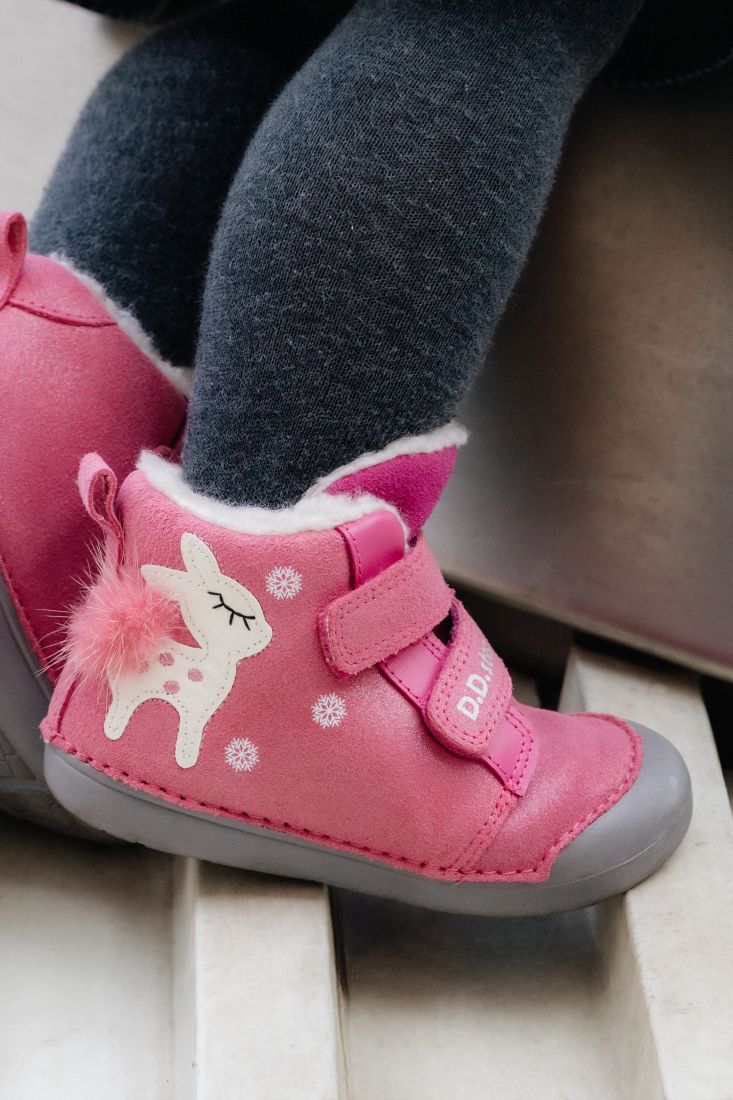 Dievčenské zimné topánky alternatíva barefoot D.D. Step Dark Pink Bambi 066-52733B Dievčenské zimné topánky alternatíva barefoot D.D. Step Dark Pink Bambi 066-52733B