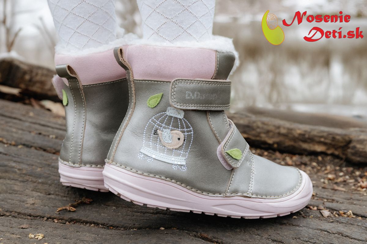 Dievčenské zimné kožušinové topánky čižmy D.D. Step Champagne Vtáčik 071-52381A Dievčenské zimné kožušinové topánky čižmy D.D. Step Champagne Vtáčik 071-52381A
