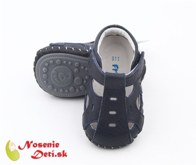 Topánky na prvé kroky barefoot sandálky Freycoo Baby Florián Tmavomodré