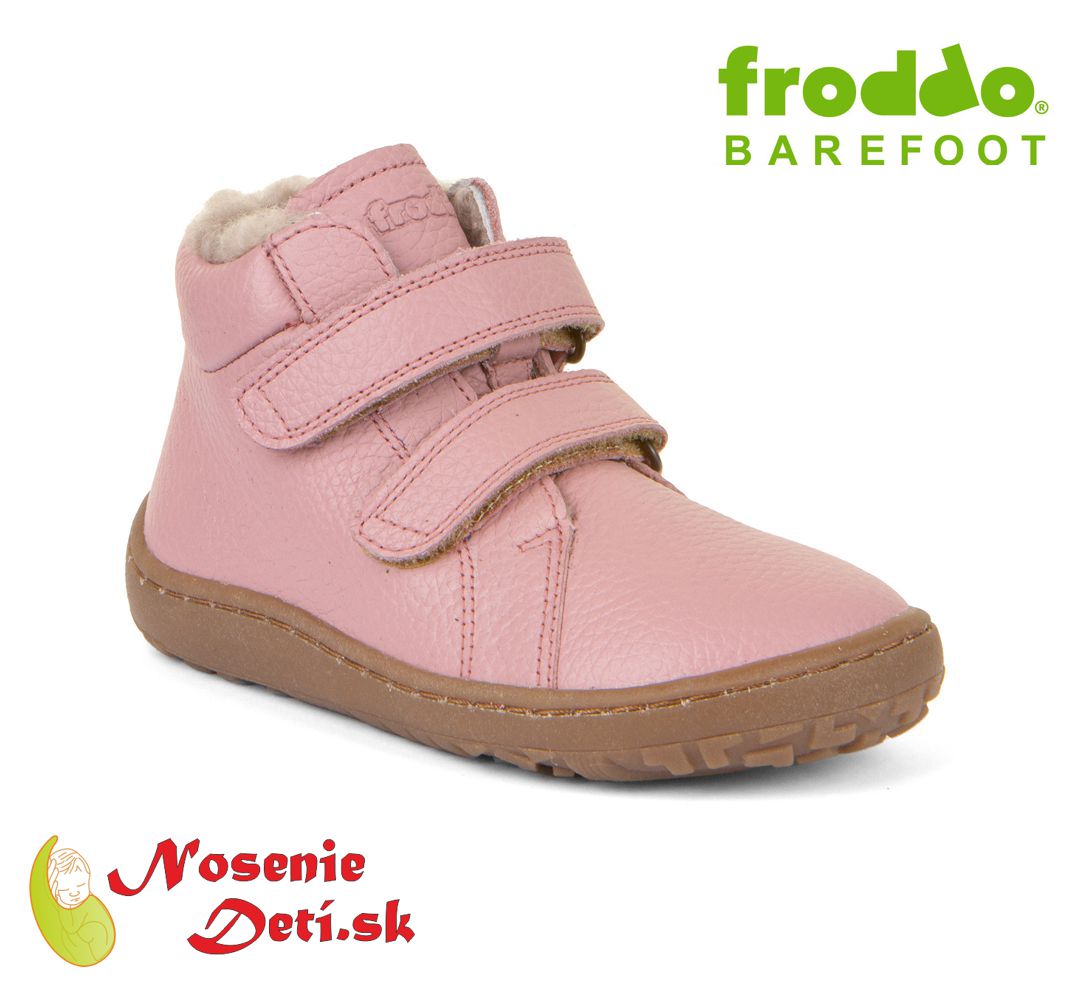 Dievčenské barefoot zimné kožené topánky Froddo Winter Furry Pink