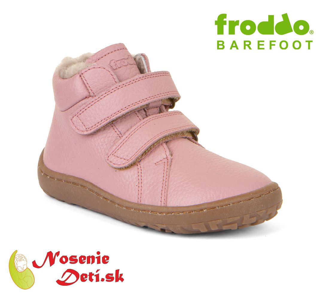 Dívčí barefoot zimní kožené boty Froddo Winter Furry Pink