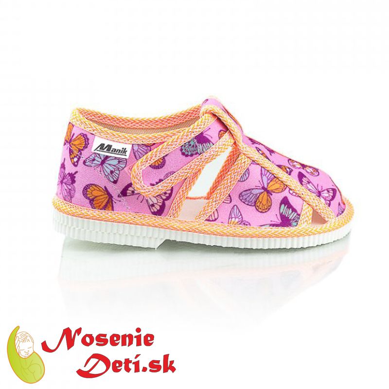 Dívčí dětské bačkůrky Manik 2S Lilac Motýlky
