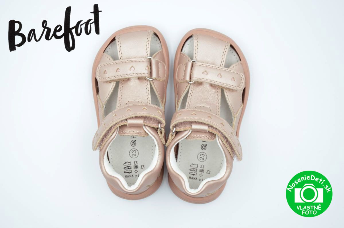 Dívčí barefoot kožené sandálky s pevnou patou Protetika Hana Pink