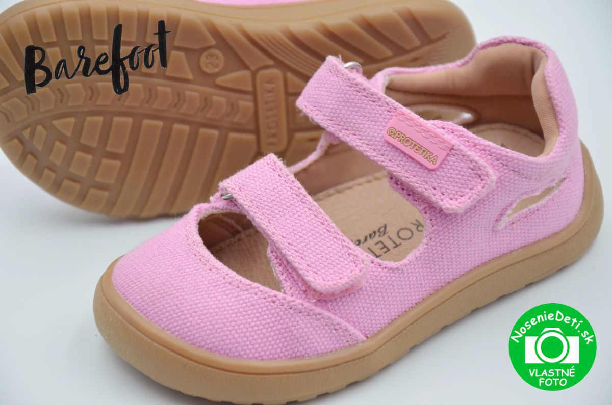Dievčenské letné barefoot plátenky sandále Protetika Tafi Pink