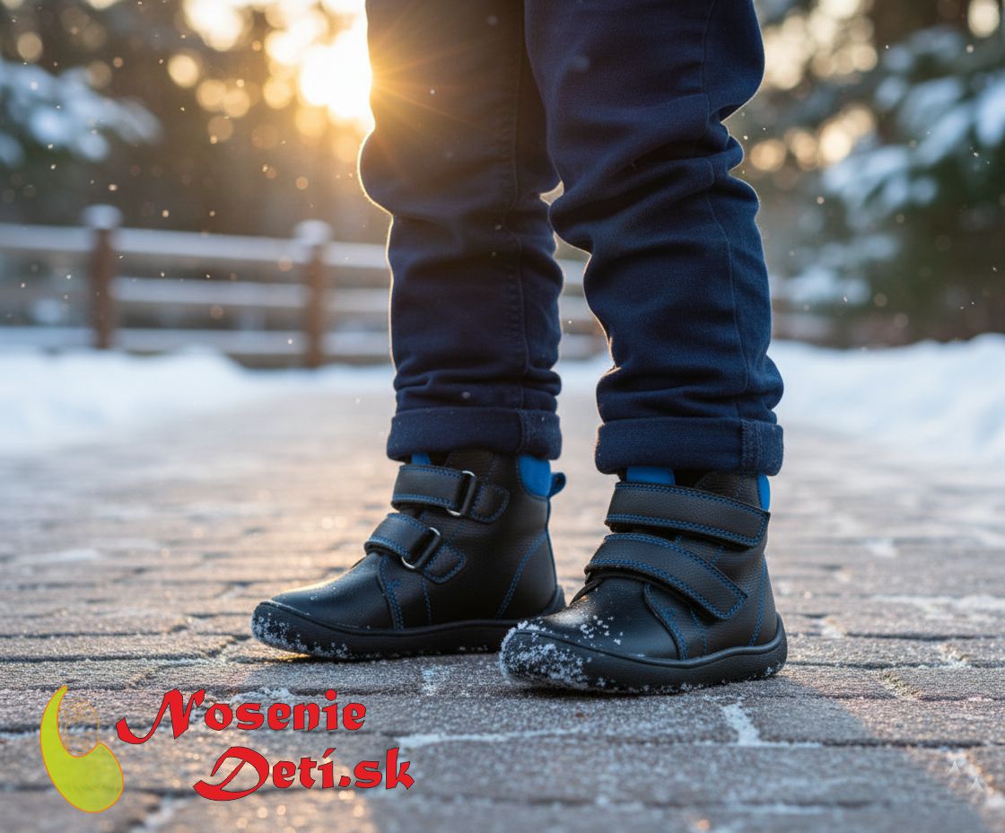 Chlapčenské barefoot zimné membránové kožené topánky Protetika Tex Daryk Nero