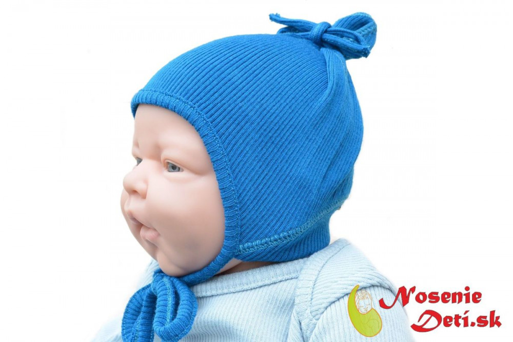 Detská dojčenská merino vlnená zaväzovačia čiapka Manymonths