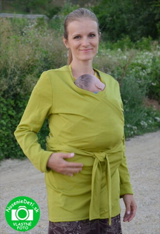 Tehotenský zavinovací svetrík na nosenie detí Blanka Limetkový