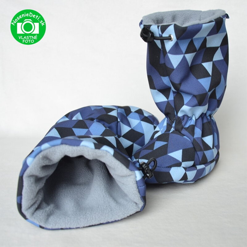 Detské zimné vysoké capačky Bimbio Trojuholníky modré