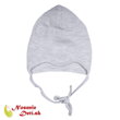 Merino vlnená dojčenská zaväzovacia čiapka Manymonths Platinum Grey