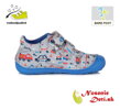 Detské barefoot plátenky chlapčenské DD Step Šedomodré Autá 073-180A