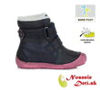 Dievčenské zimné barefoot topánky čižmy DD Step Modroružové Kvietky 063-580