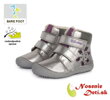 Dievčenské detské zimné barefoot topánky DD Step Strieborné s vločkou 063-915am