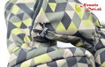 Detské softshellové vysoké capačky Bimbio Khaki Trojuholníky