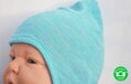Merino celoročná vlnená dojčenská zaväzovacia čiapka Manymonths Aqua Blue
