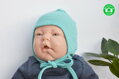 Merino celoročná vlnená dojčenská zaväzovacia čiapka Manymonths Aqua Blue