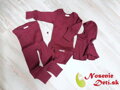 Detský merino set Manymonths Body tričko Legíny a Kukla Dark Cerise