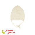 Merino vlnená dojčenská zaväzovacia čiapka Manymonths  Toasted Coconut