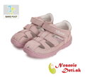 Dívčí kožené barefoot sandály s pevnou patou Světle růžové D.D. Step 077-41565C
