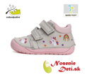 Dívčí barefoot plátěnky D.D. Step Light Grey Jednorožec C070-41709B