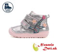 Dievčenské zateplené kožené topánky D.D. Step Strieborné 071-52810