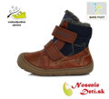 D.D.Step W073-688 Hnědé chlapecké zimní barefoot boty s hvězdou 