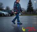 Chlapčenské svietiace kožené zimné topánky D.D. Step Royal Blue Vesmír 068-52998A