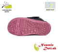 Dievčenské zimné barefoot topánky čižmy DD Step Modroružové Kvietky 063-580