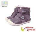 Dívčí zimní barefoot boty holínky DD Step Violet Kvítky 063-580A