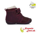 Dievčenské zimné topánky alternatíva barefoot DD Step Bordo Labuť 015-341