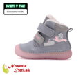 Dievčenské zimné kožené topánky D.D. Step Grey Vtáčiky 082-52314B