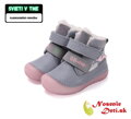 Dievčenské zimné kožené topánky D.D. Step Grey Vtáčiky 082-52314B