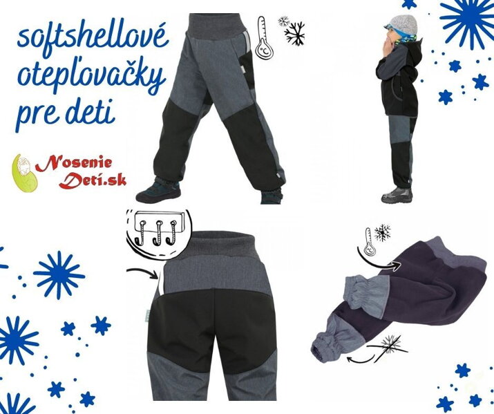 Detské zimné softshellové nohavice - otepľovačky
