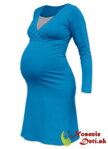 Tehotenská nočná košeľa na kojenie Eva dlhý rukáv Petrolejová