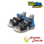 DD Step Detské chlapčenské kožené svietiace sandále Dino