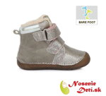 Dievčenské barefoot zimné topánky čižmy DD Step Strieborné Víla 070-929