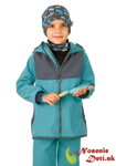 Detská softshellová bunda Unuo Smaragdová so šedou