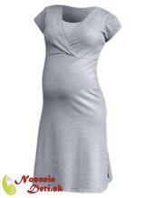 Tehotenská nočná košeľa na kojenie KR Eva Šedý melír