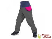 Detské softshellové nohavice Basic DUO Antracit-Fuksia