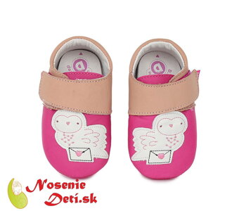 Detské kožené capačky DD Step Ružové Sovička