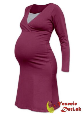 Tehotenská nočná košeľa na kojenie DR Eva Cyklámenová