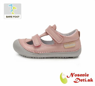 Barefoot dievčenské sandálky balerínky Svetloružové DD Step 063-237C