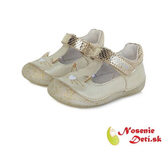 Dievčenské balerínky alternatíva barefoot Zlaté DD Step 015-543B