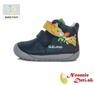 Barefoot obuv pre deti jarné jesenné topánky DD Step Tmavomodré Žirafy 070-880 