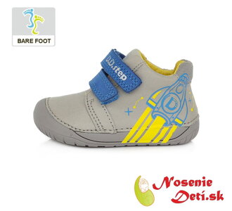 Barefoot chlapčenské jarné jesenné topánky DD Step Šedé raketa 070-129A