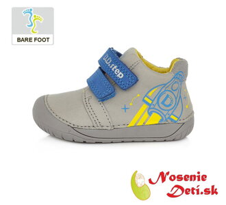 Barefoot chlapčenské jarné jesenné topánky DD Step Šedé raketa 070-129A