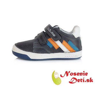 Chlapčenské jarné jesenné kožené topánky DD Step Tmavomodré Pruhy 040-335C