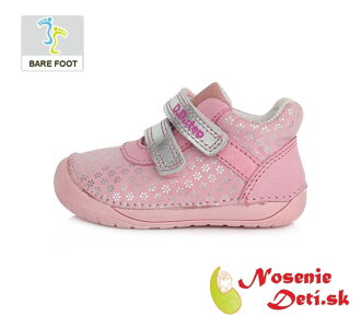 Dievčenské barefoot jarné jesenné topánky DD Step Ružovostrieborné 070-204